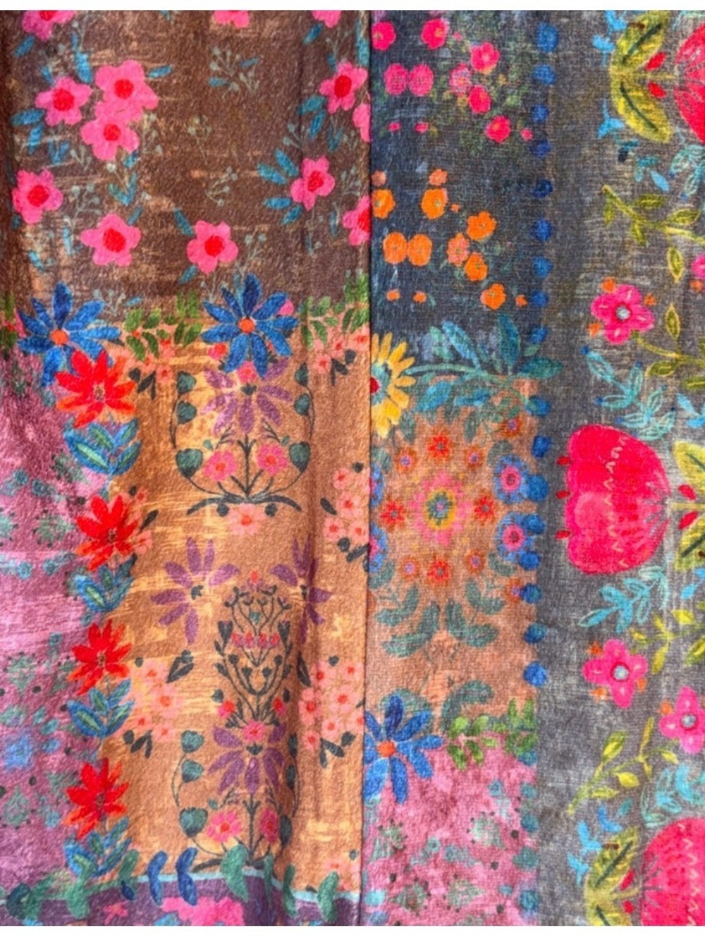NATURAL LIFE Floral Patchwork Jumpsuit in Pink, Blue, Orange, Brown
